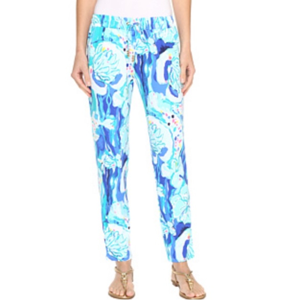 Lilly Pulitzer Blue Multi Floral Pants